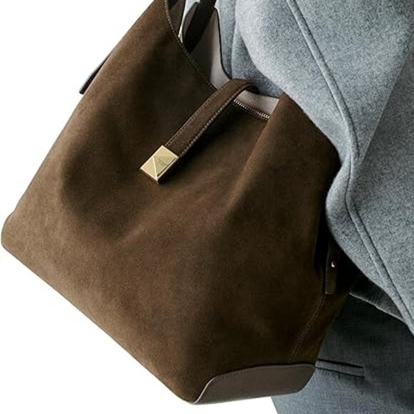 Kate Spade New York Deco Large Shoulder Bag • Pebbled Leather • Timeless Taupe - Picture 2 of 4